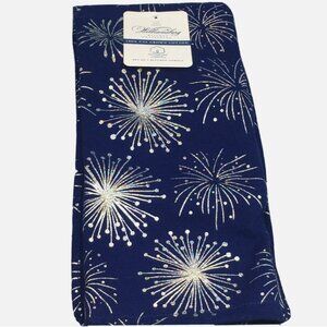 4 pc Williamsburg Fireworks Terry Kitchen Towels Iridescent Silver Foil July 4th